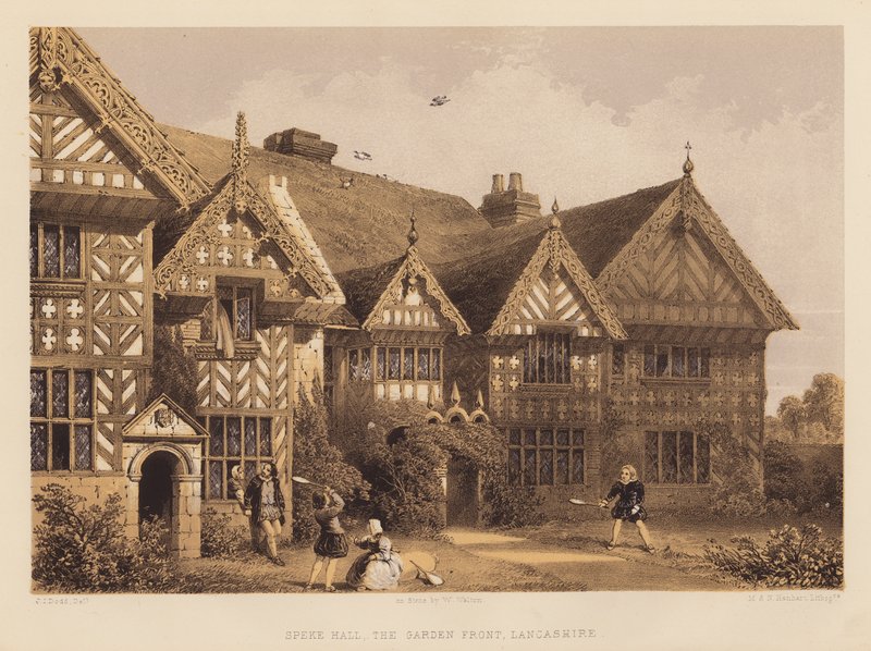 Speke Hall, Garden Front, Lancashire (akwatinta) autorstwa English School