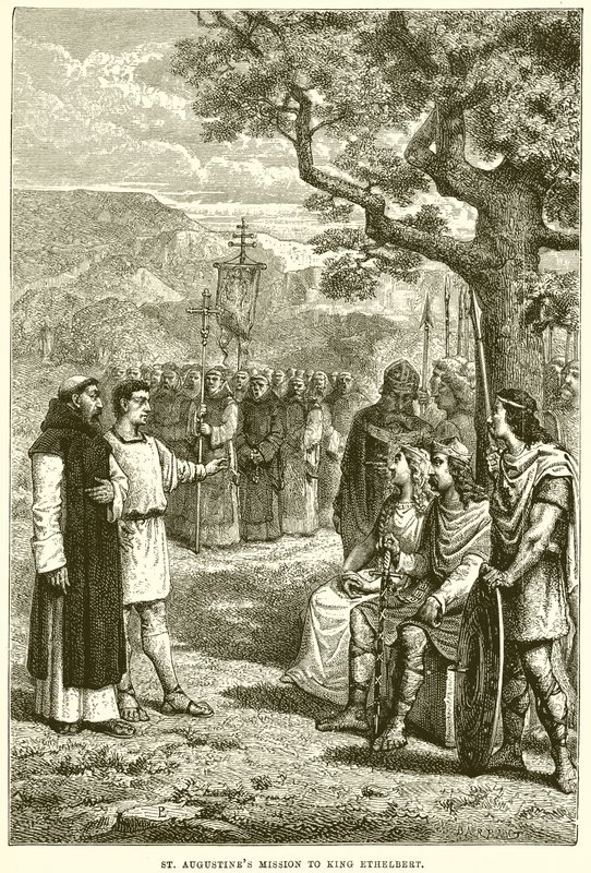Misja św. Augustyna dla króla Ethelberta autorstwa English School