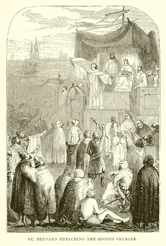 Św. Bernard głosi drugą krucjatę autorstwa English School