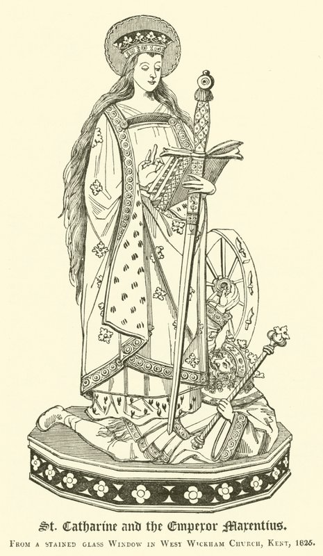 Św. Katarzyna i cesarz Marentius (rycina) autorstwa English School
