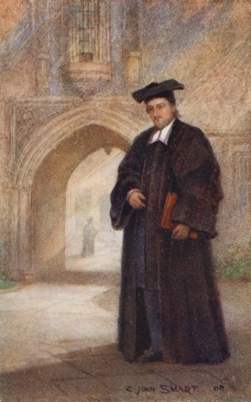 Święty Edmund Campion: Stary Edmund Campion w szatach Proktora, w tle brama St John