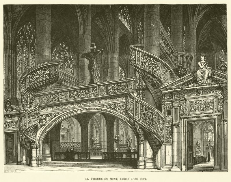 St Etienne du Mont, Paryż, Rood Loft (rycina) autorstwa English School