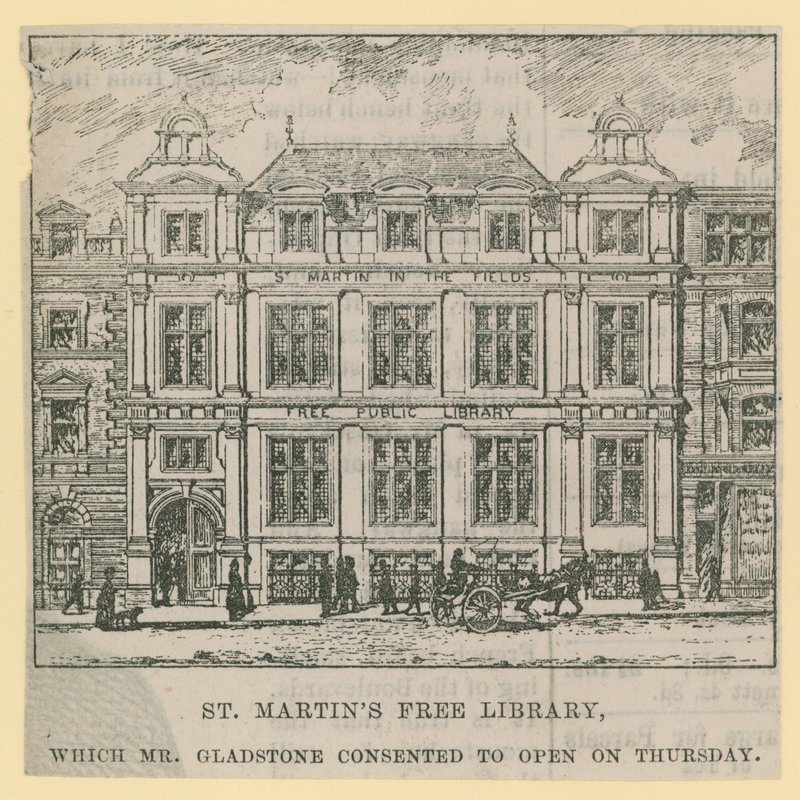 St Martins Free Library, otwarta przez pana Gladstone autorstwa English School