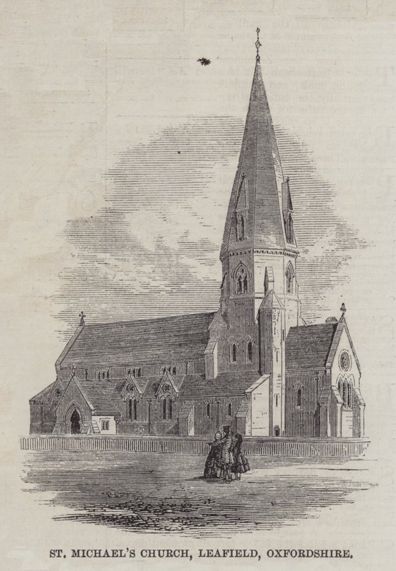 Kościół św. Michała, Leafield, Oxfordshire (grawerowanie) autorstwa English School