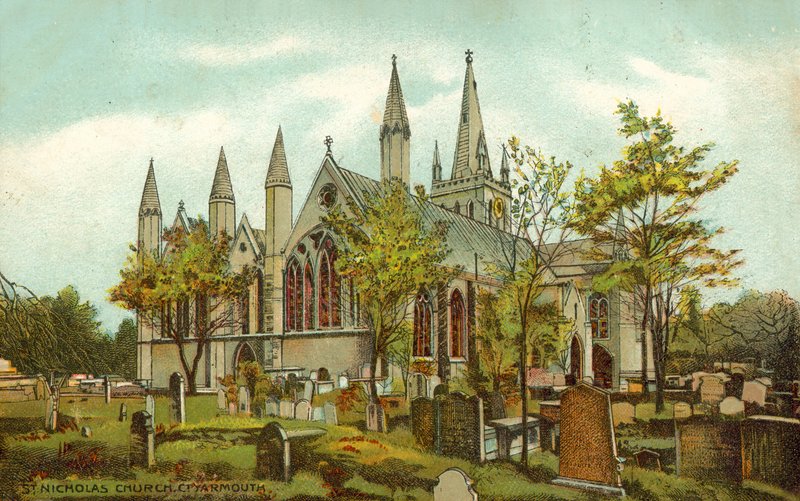 Kościół św. Mikołaja, Great Yarmouth (kolor lito) autorstwa English School