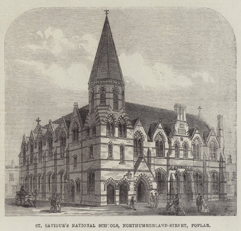 Narodowe Szkoły Świętego Zbawiciela, Northumberland-Street, Topola (grawerowanie) autorstwa English School