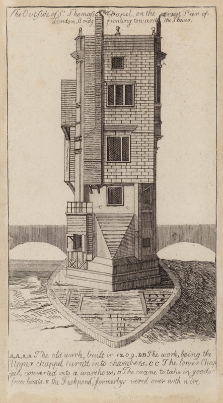 Kaplica św. Tomasza, London Bridge (rycina) autorstwa English School