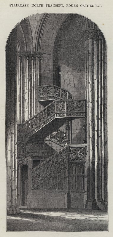 Klatka schodowa, Transept Północny, Katedra w Rouen (rycina) autorstwa English School