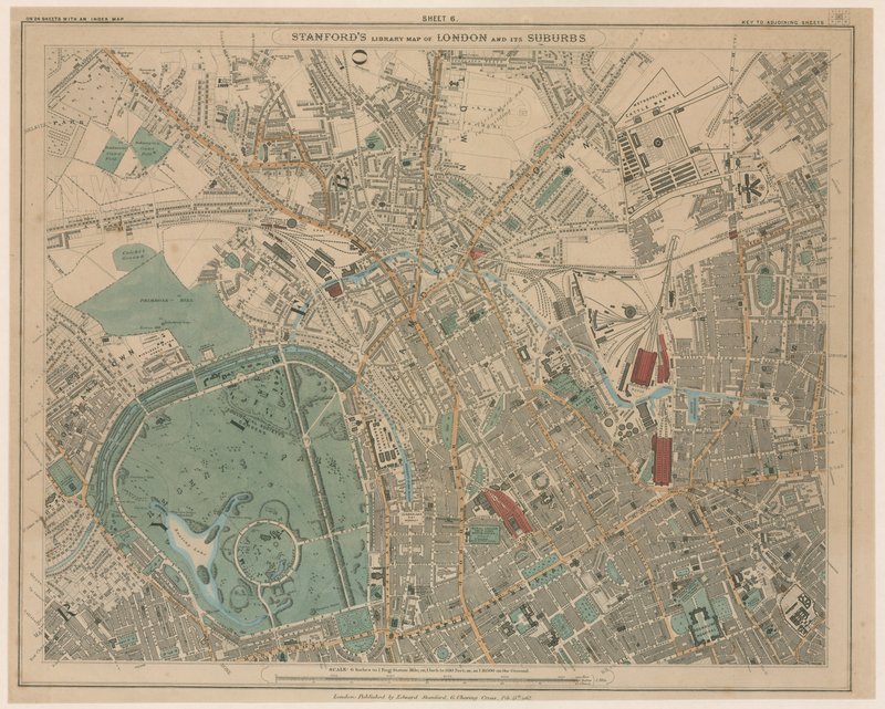 Biblioteka Stanfords Mapa Londynu i jego przedmieść autorstwa English School