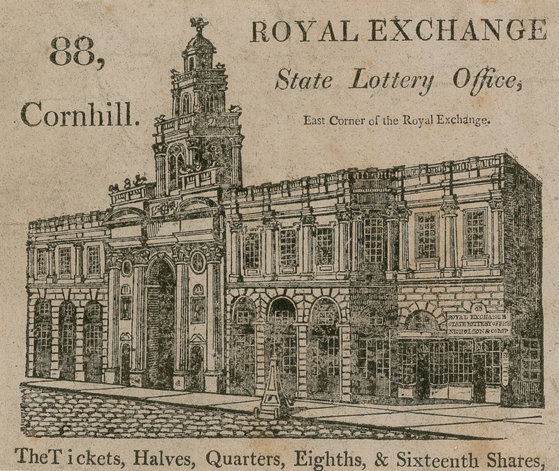 State Lottery Office, wschodni róg Royal Exchange, 88 Cornhill, Londyn autorstwa English School