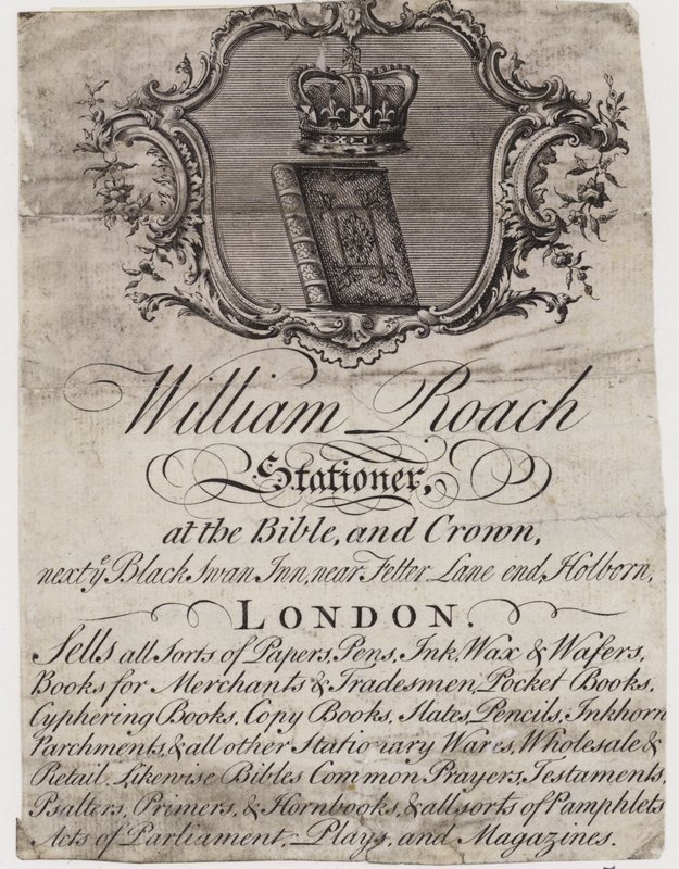 Papeteria, William Roach, karta handlowa autorstwa English School