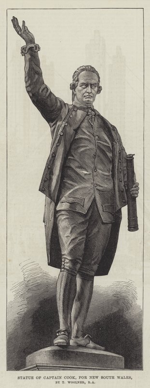 Statua kapitana Cooka, dla Nowej Południowej Walii, T Woolner, RA (rycina) autorstwa English School