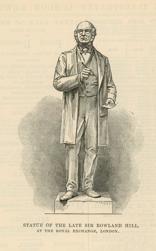 Posąg zmarłego Sir Rowlanda Hilla autorstwa English School