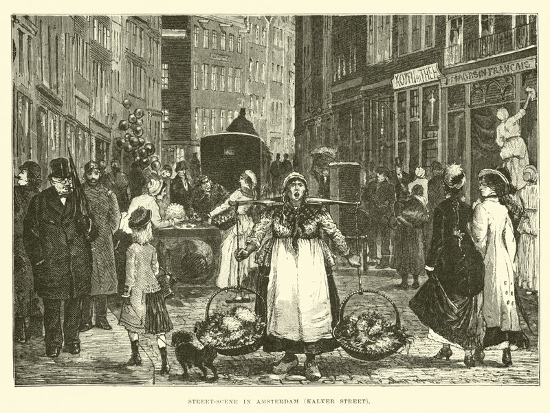 Scena uliczna w Amsterdamie, ulica Kalver autorstwa English School