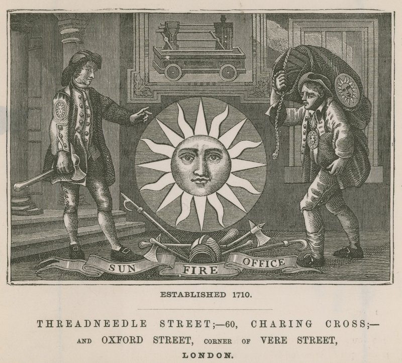 Sun Fire Office, Threadneedle Street, 60 Charing Cross i Oxford Street, Londyn autorstwa English School