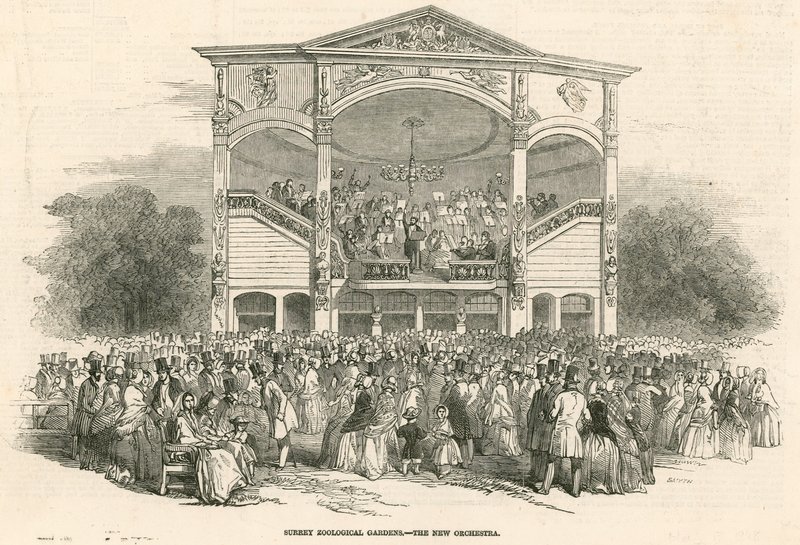 Surrey Zoological Gardens, Kennington, Londyn: nowa orkiestra autorstwa English School