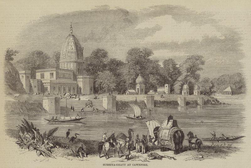 Surseya-Ghaut w Cawnpore (grawerowanie) autorstwa English School