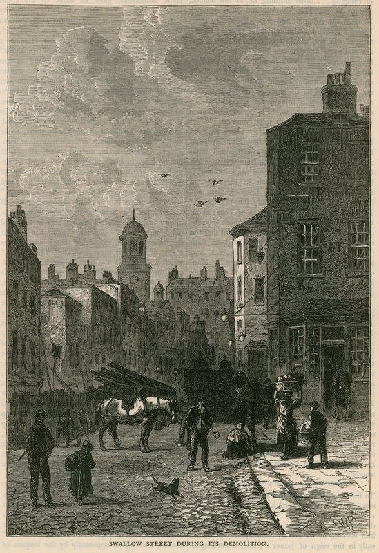 Swallow Street w Londynie podczas rozbiórki autorstwa English School