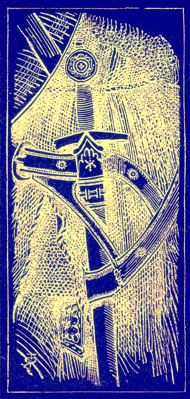 Miecz, ilustracja z Ilustrowanej Historii Świata, wydana ok. 1880 r. (obraz ulepszony cyfrowo) autorstwa English School