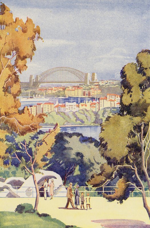 Most w Sydney (kolorowa litografia) autorstwa English School