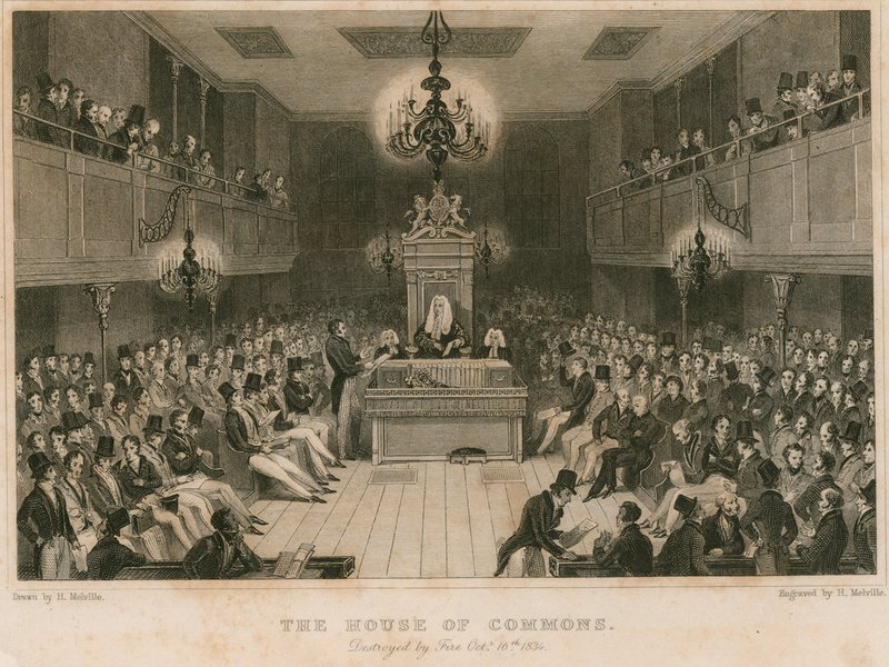 Izba Gmin, zniszczona przez pożar, 16 października 1834 r. autorstwa English School
