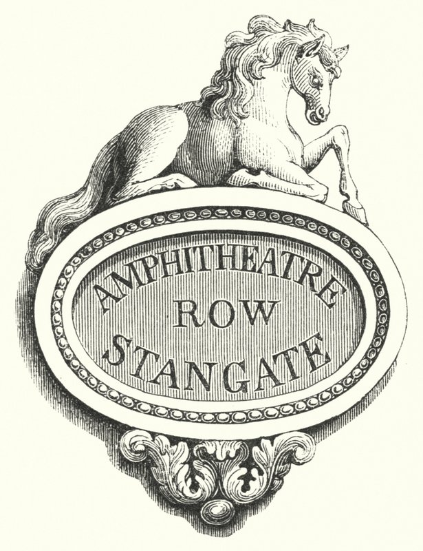 Tablety na rogach ulic, Amfiteatr Row, Stangate (grawerowanie) autorstwa English School