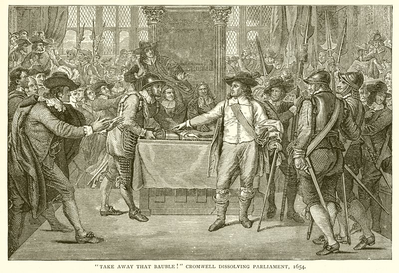 Zabierz tę bombkę! Cromwell rozwiązujący parlament, 1654 autorstwa English School