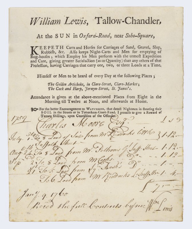 Tallow Chandler, William Lewis, karta handlowa autorstwa English School