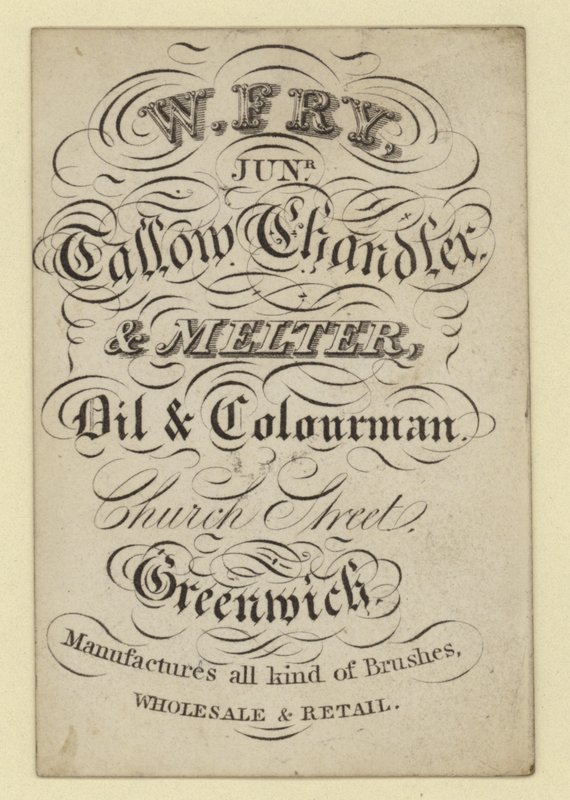 Tallow Chandler and Melter, W Fry, karta handlowa autorstwa English School