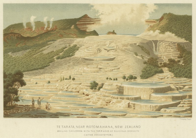 Te Tarata, niedaleko Rotomahana, Nowa Zelandia autorstwa English School