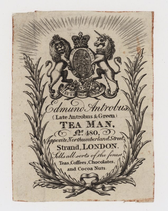 Tea Man, Edmund Antrobus, karta handlowa autorstwa English School