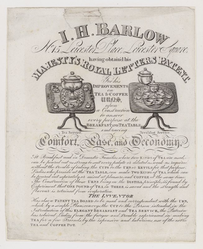 Maszyny do urny, I H Barlow, karta handlowa autorstwa English School
