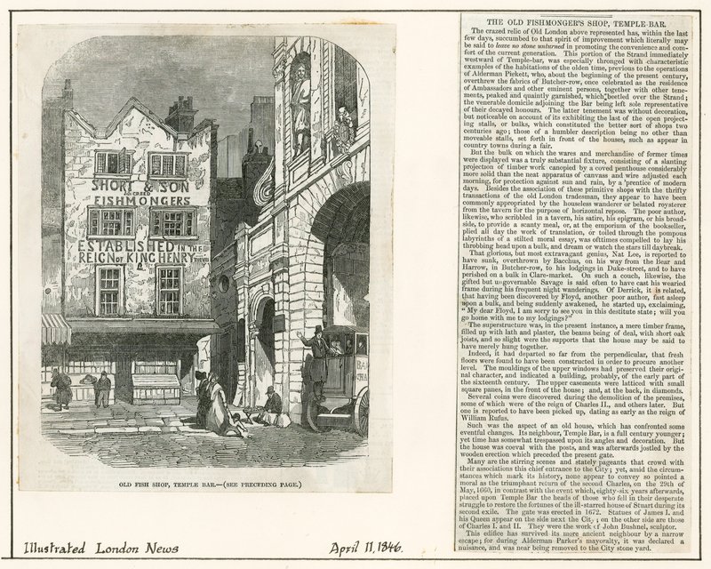 Temple Bar, Londyn. Stary sklep hurtowy, stary sklep rybny autorstwa English School
