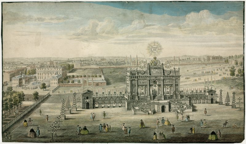 Świątynia na cześć pokoju w Aix la Chapelle 1749 autorstwa English School