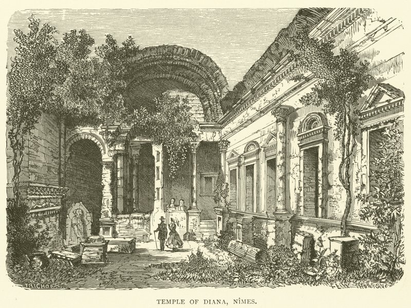 Świątynia Diany, Nimes (rycina) autorstwa English School