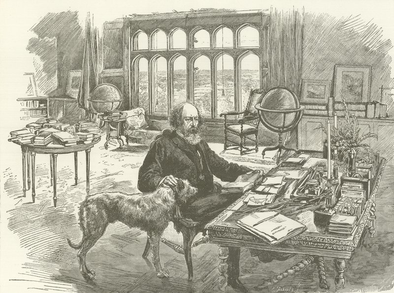 Tennyson w swojej bibliotece autorstwa English School