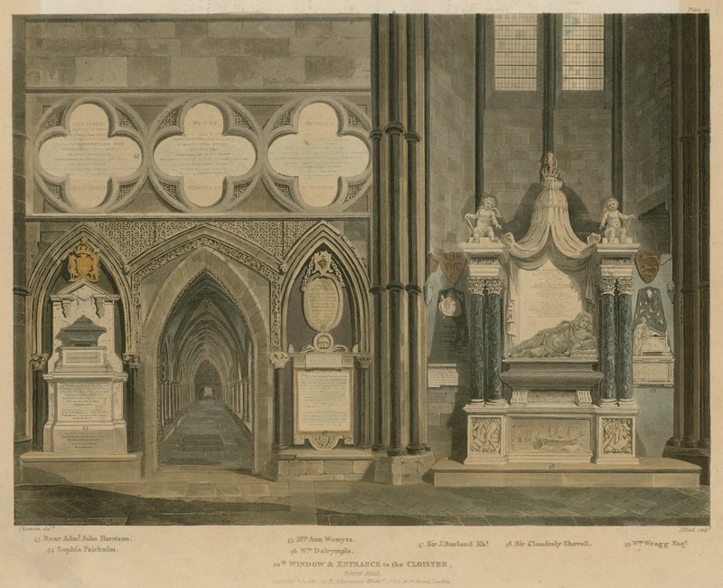 Dziesiąte okno i wejście do Cloister, North Aisle, Westminster Abbey, Londyn autorstwa English School