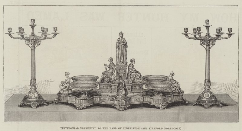 Świadectwo przedstawione hrabiemu Iddesleigh (Sir Stafford Northcote) (grawerowanie) autorstwa English School