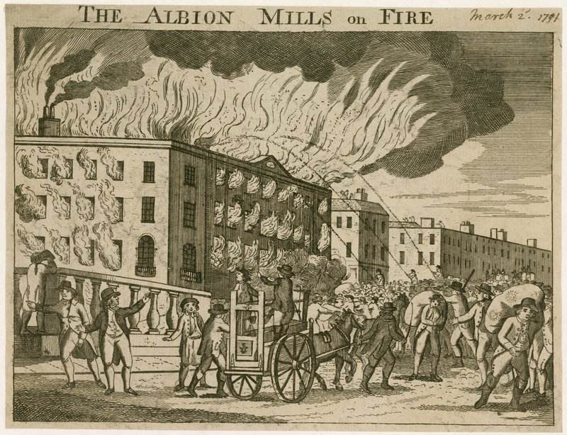 Albion Mills w ogniu autorstwa English School