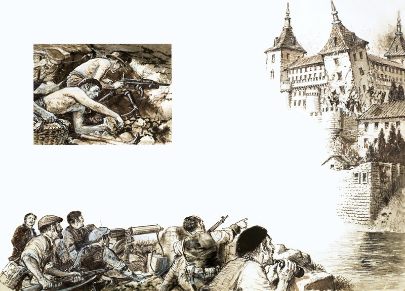 Północno-wschodnia wieża Alcazarów spada autorstwa English School