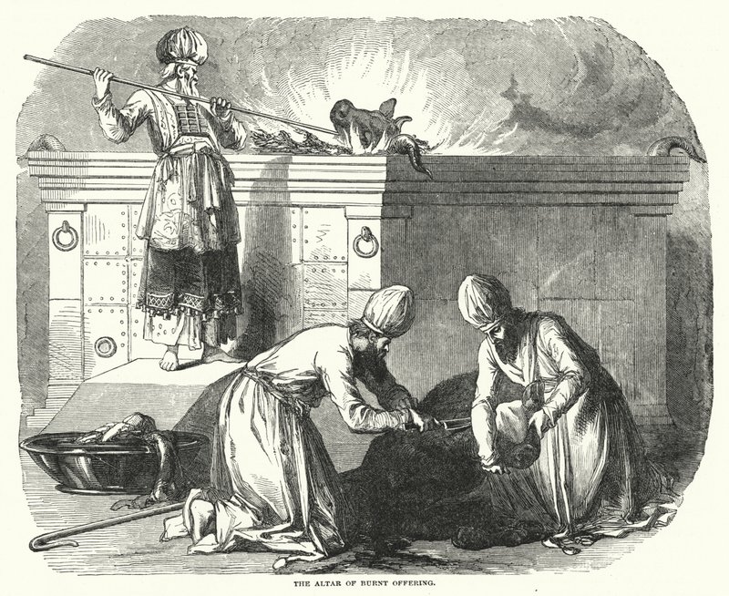 Ołtarz całopalenia (rycina) autorstwa English School
