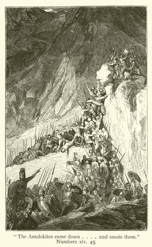 „Amalekici zeszli.i uderzyli ich”, Liczby, XIV, 45 (rycina) autorstwa English School