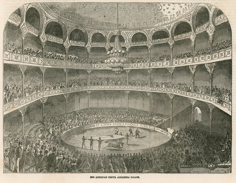 American Circus w pałacu Alhambra (Teatr Alhambra), Leicester Square, Londyn autorstwa English School