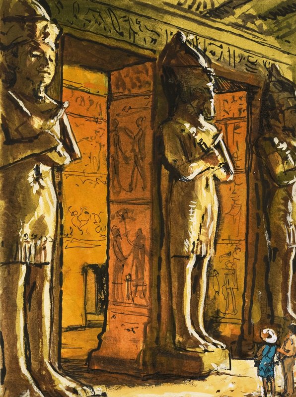 Starożytna świątynia egipska w Abu Simbel autorstwa English School