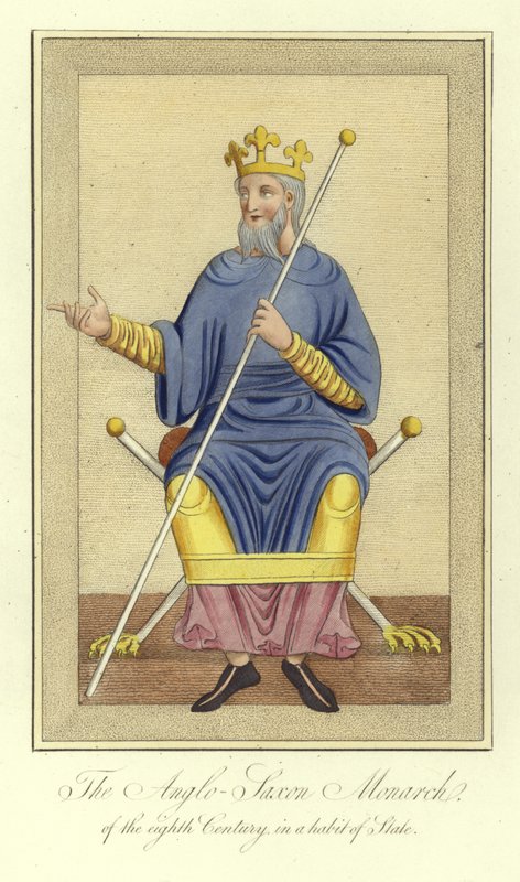 Monarcha anglosaski z VIII wieku w habicie państwowym autorstwa English School