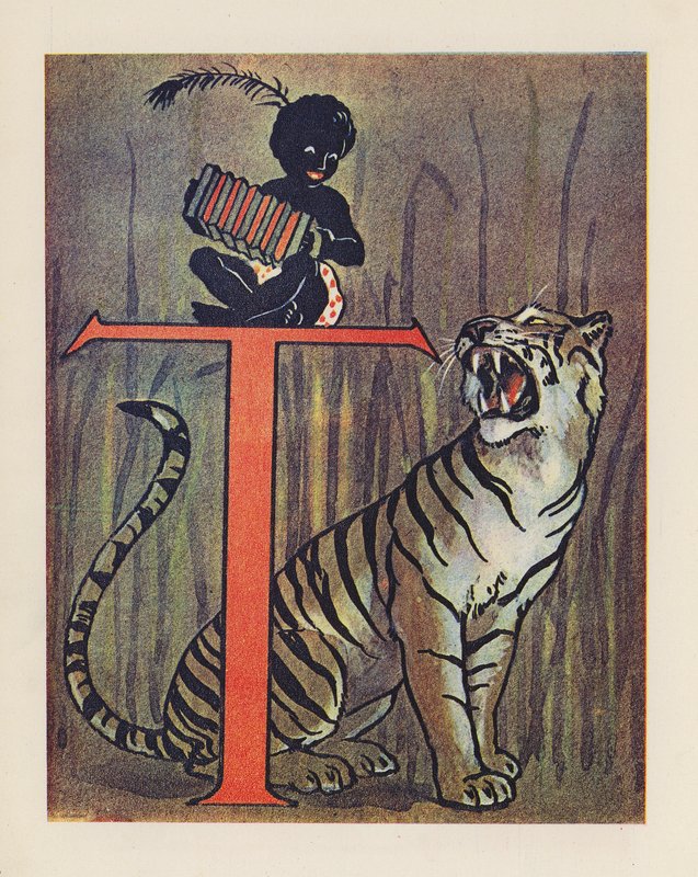 ABC zwierząt: Litera T, Tygrys (kolorowa litografia) autorstwa English School