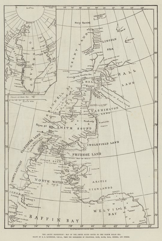 Ekspedycja Arktyczna, Mapa Szlaku Smith Sound do Północnego Morza Polarnego (rycina) autorstwa English School