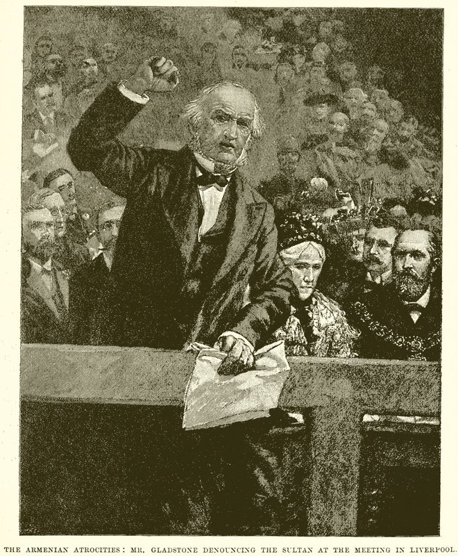 Okrucieństwa w Armenii: pan Gladstone potępia sułtana na spotkaniu w Liverpoolu autorstwa English School