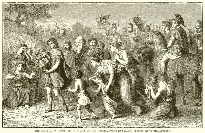 Prochy Philopoemen, ostatniego z Greków, uniesione w uroczystej procesji do Megalopolis autorstwa English School