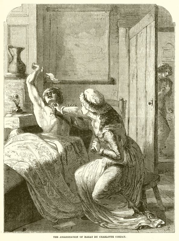 Zabójstwo Marata przez Charlotte Corday autorstwa English School